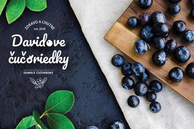 Dávidove čučoriedky — logá, ukážka práce Verteco
