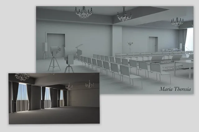 Mária Terézia — 3d a interiér, ukážka práce Verteco