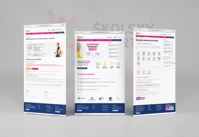 Školský šport — weby a e-shopy, ukážka práce Verteco