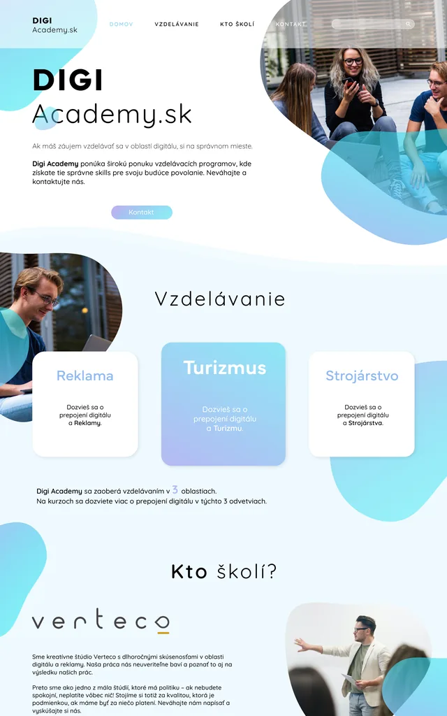 DIGI academy — weby a e-shopy, ukážka práce Verteco
