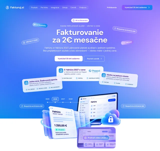 Fakturuj.si — weby a e-shopy, ukážka práce Verteco