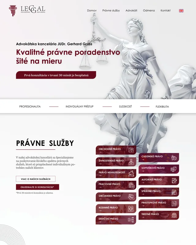 Leggal — weby a e-shopy, ukážka práce Verteco