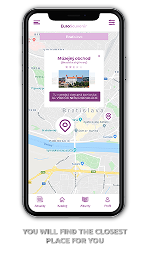 mobilná aplikácia EuroSouvenir mapa